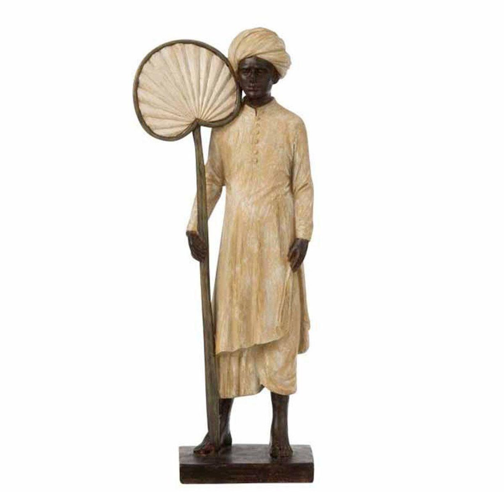 J-LINE Statue Déco en Résine  Indien Debout  40cm Beige