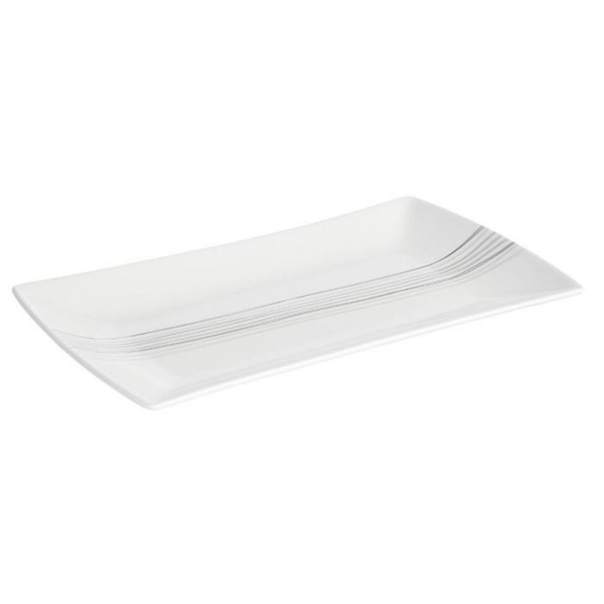 SECRET DE GOURMET Lot de 6 Assiettes Plates Rectangles  Lignes  26cm Blanc