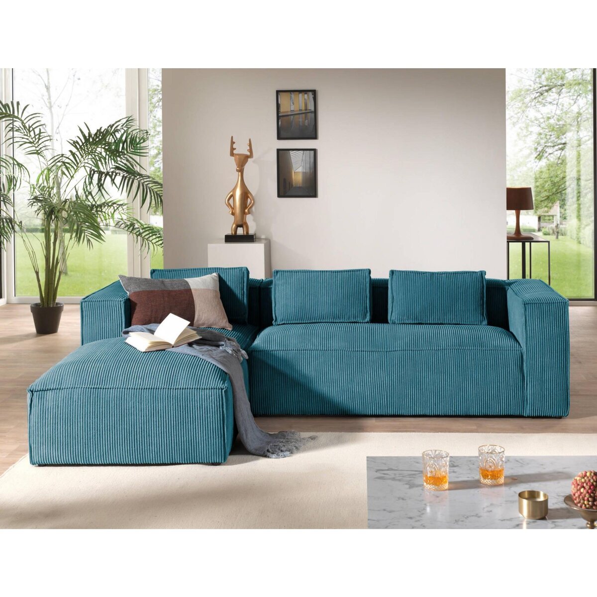 LISA DESIGN Stella - canapé d'angle - en velours côtelé - 4 places -style contemporain - gauche