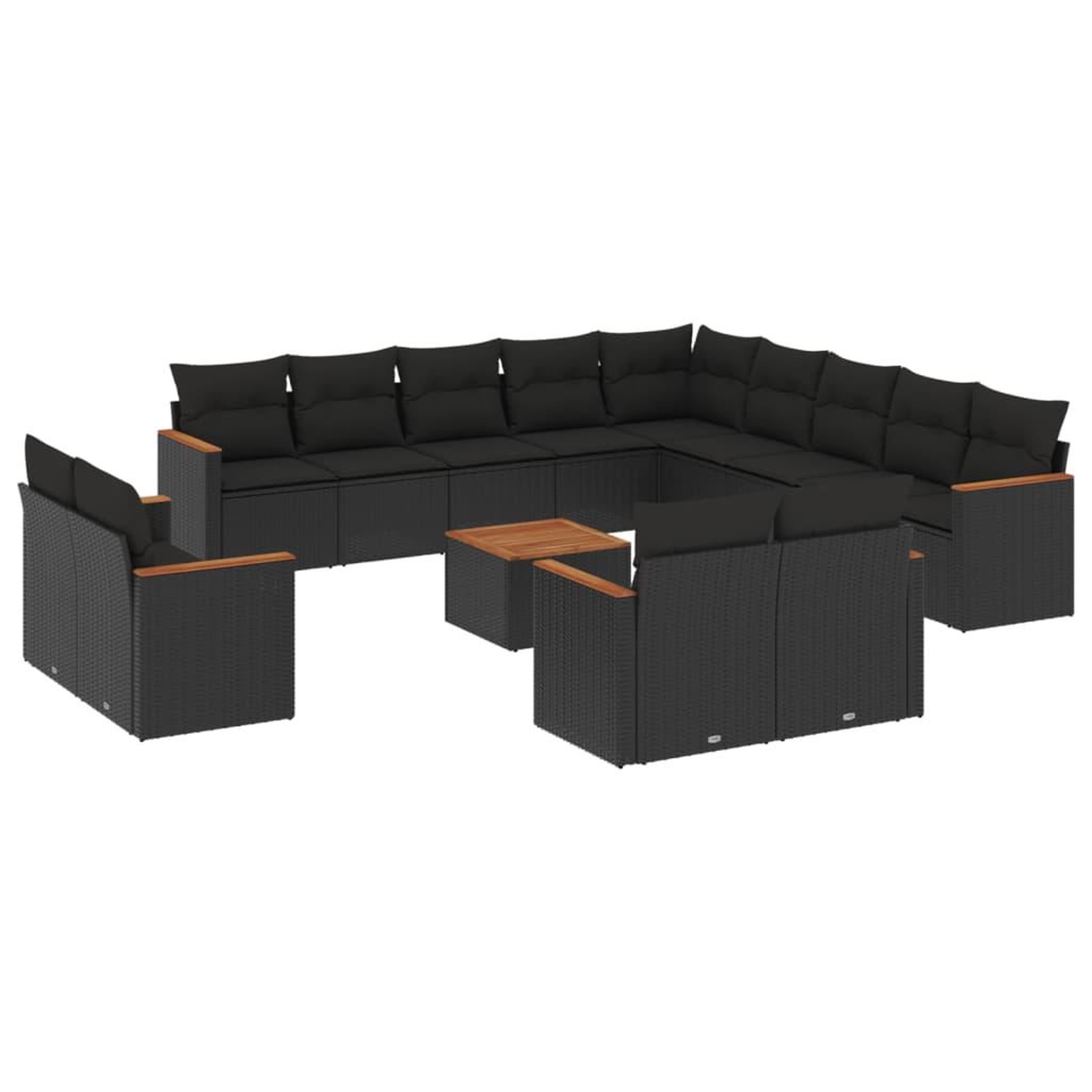 Voir la diapositive 2 : VIDAXL Salon de jardin avec coussins 14 pcs noir resine tressee