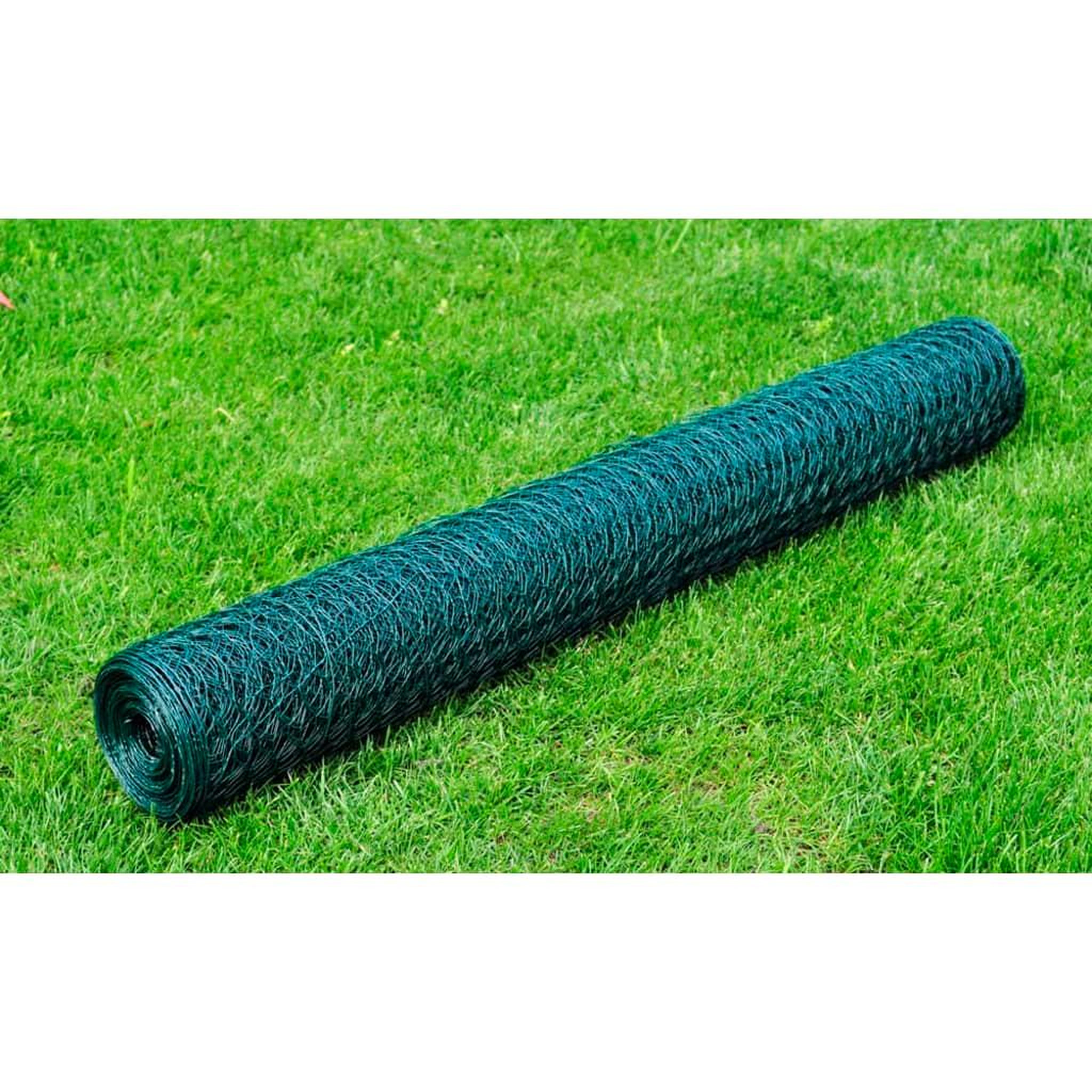 VIDAXL Grillage a poule avec revetement en PVC 25x1 m vert