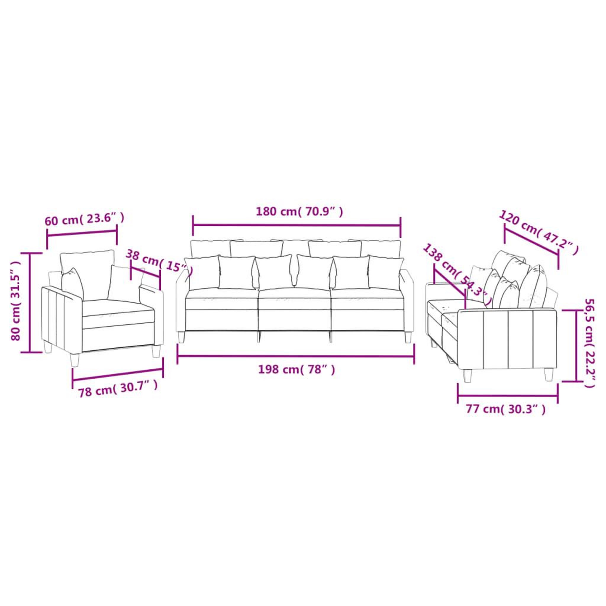 Voir la diapositive 6 : VIDAXL Ensemble de canapes 3 pcs coussins gris clair tissu