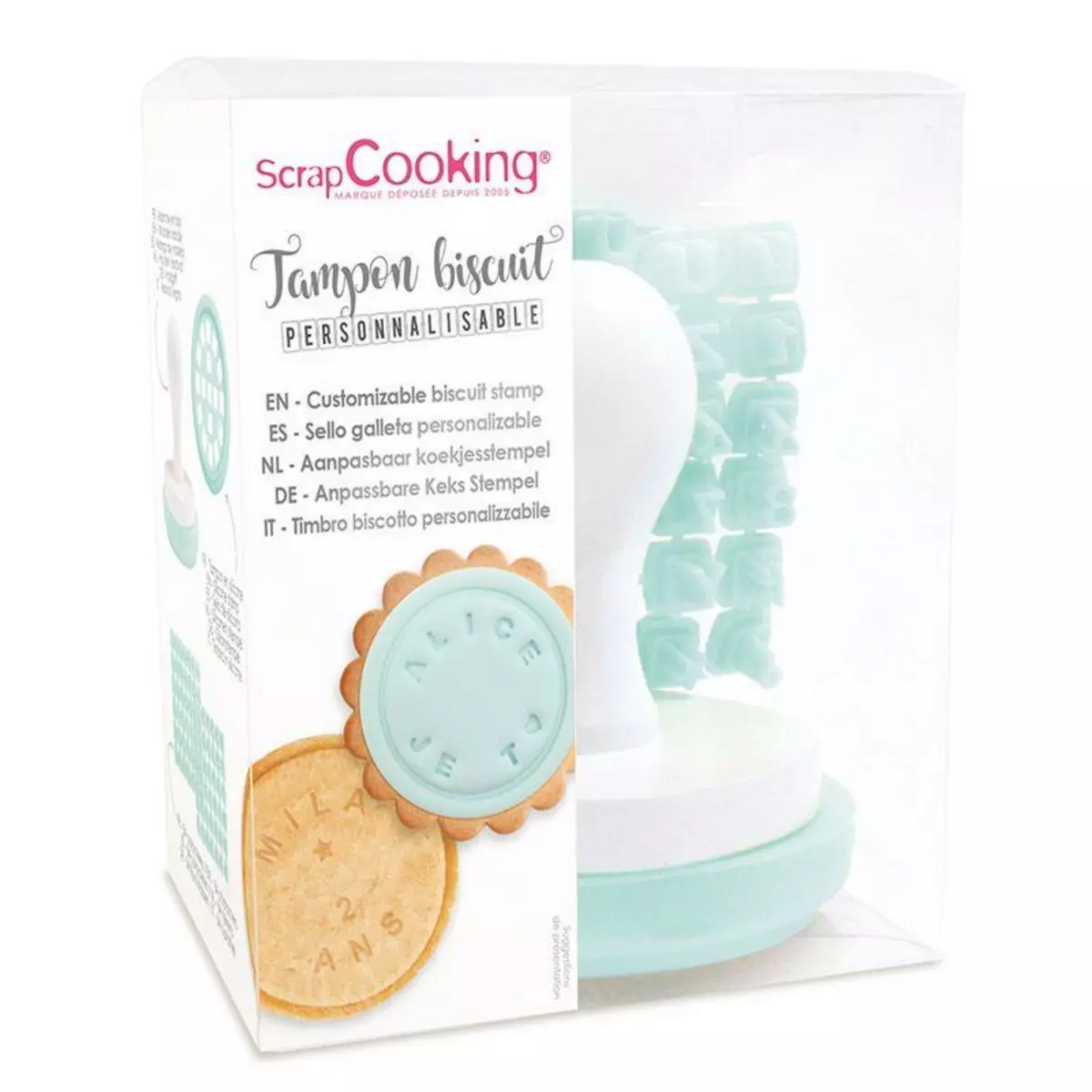 SCRAPCOOKING Tampon pour biscuits avec message personnalisable