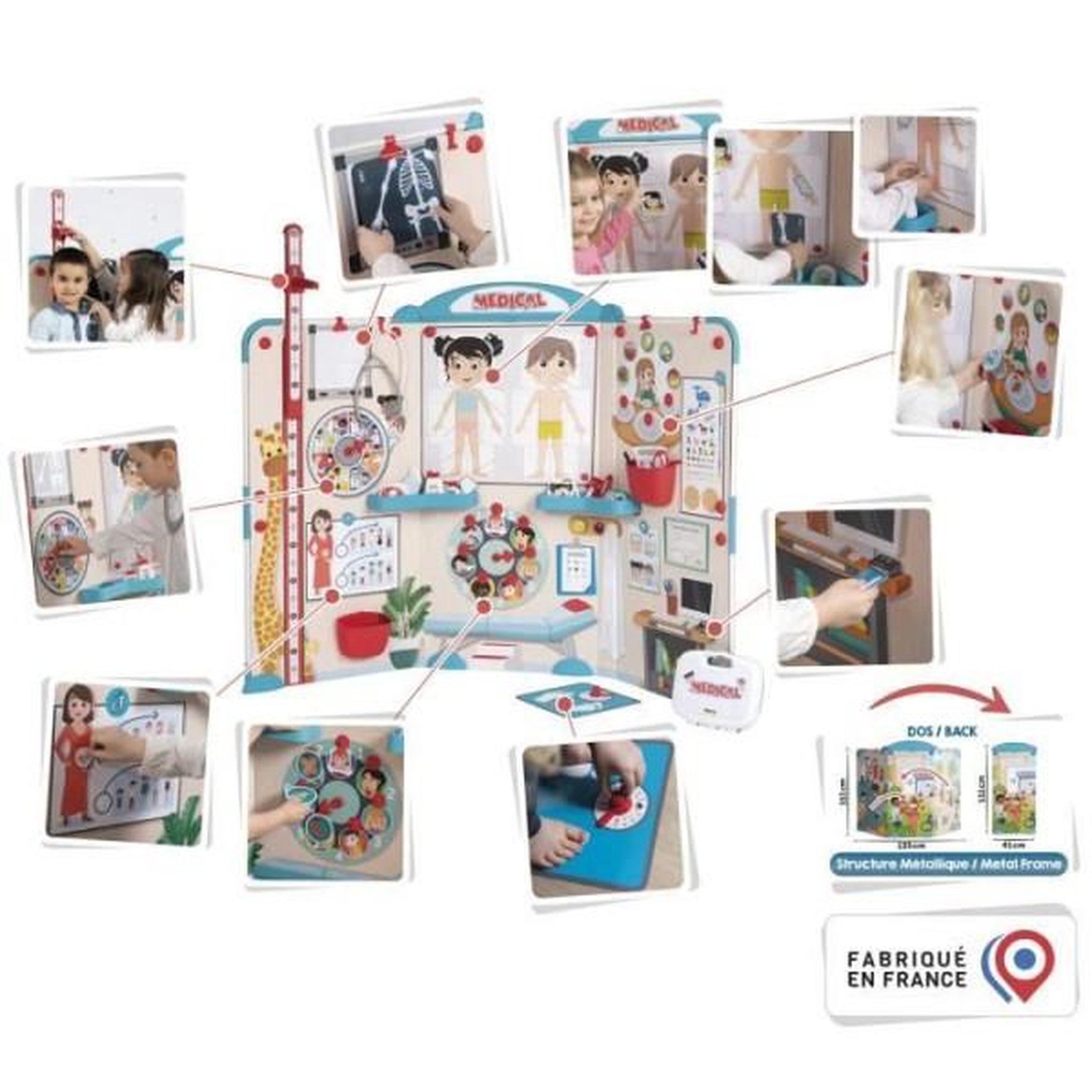 Voir la diapositive 5 : SMOBY Cabinet médical Smoby multicolore pliable avec accessoires
