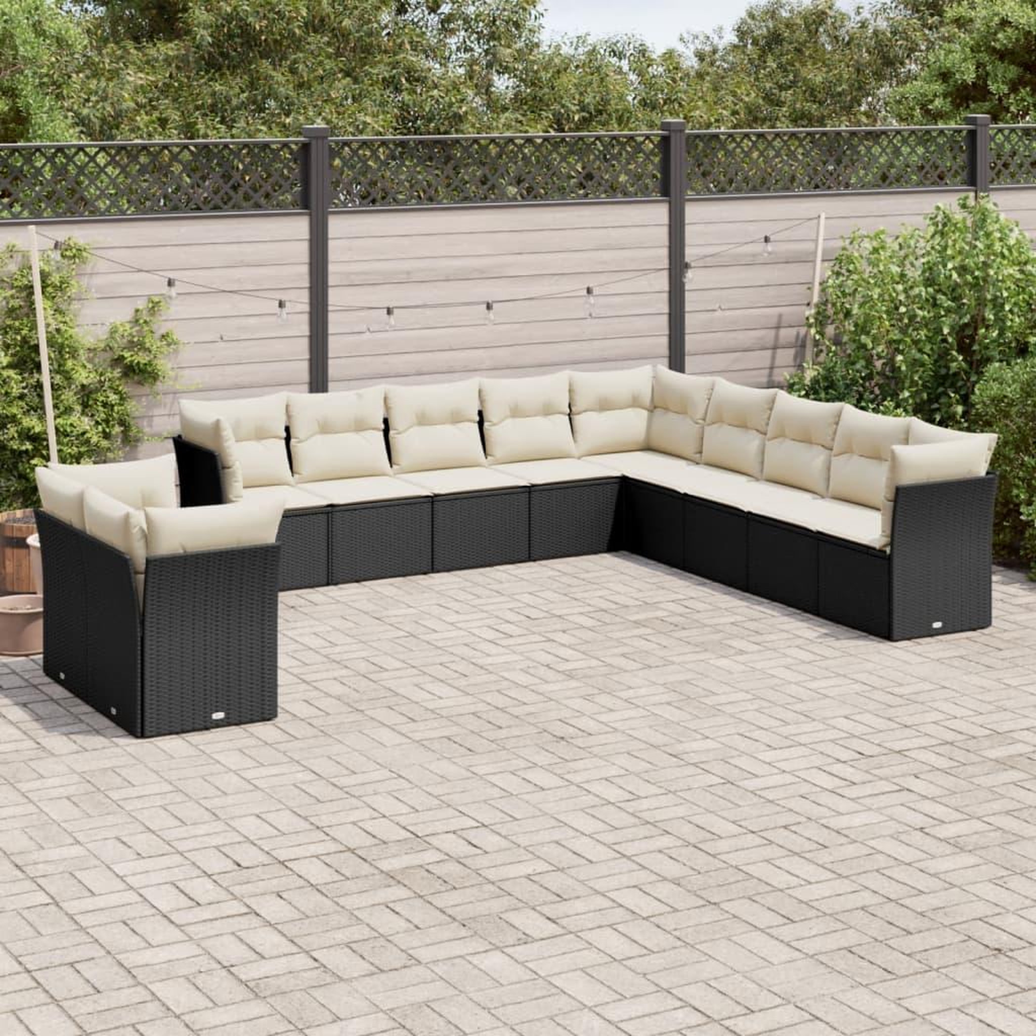 VIDAXL Salon de jardin 11 pcs avec coussins noir resine tressee