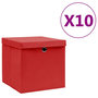 Voir la diapositive 1 : VIDAXL Boîtes de rangement avec couvercles 10 pcs 28x28x28 cm Rouge