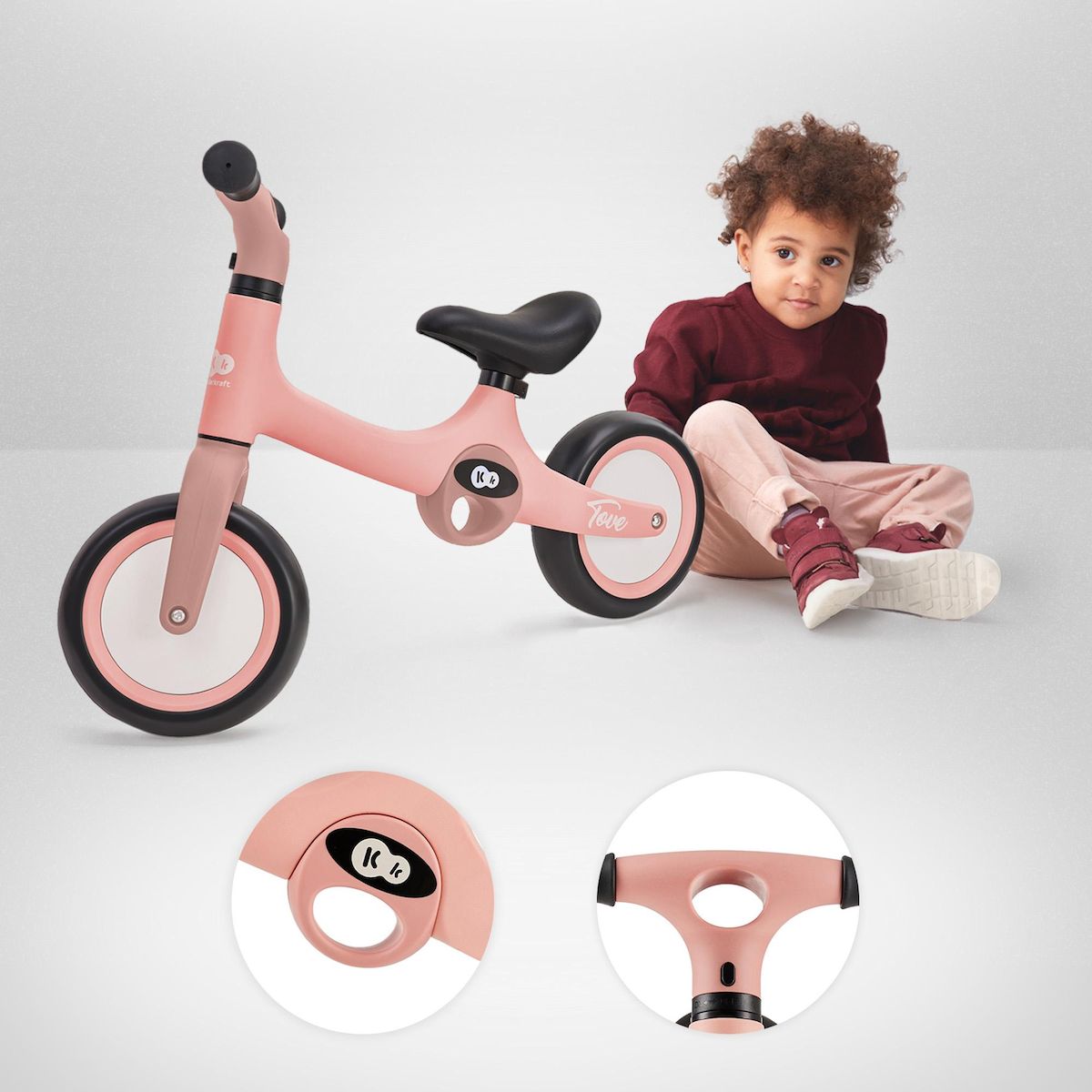 KINDERKRAFT Vélo d'équilibre léger pour enfants - selle et roues réglables