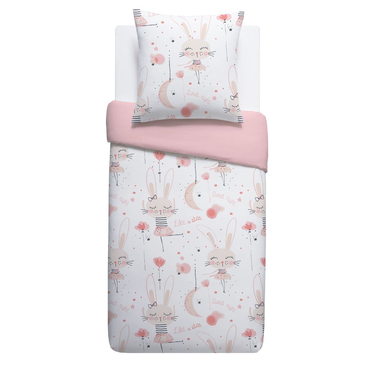 Parure housse de couette enfant microfibre fantaisie lapin ALBANE