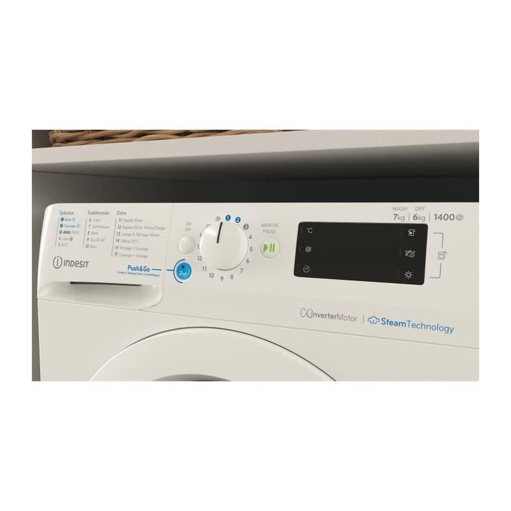 Voir la diapositive 6 : Indesit Lave-linge séchant frontal 7/6kg 1400 tours/min - bde76435wvfr