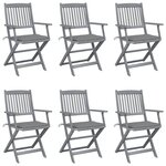 VIDAXL Chaises pliables d'exterieur lot de 6 et coussins Bois d'acacia
