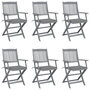 Voir la diapositive 1 : VIDAXL Chaises pliables d'exterieur lot de 6 et coussins Bois d'acacia
