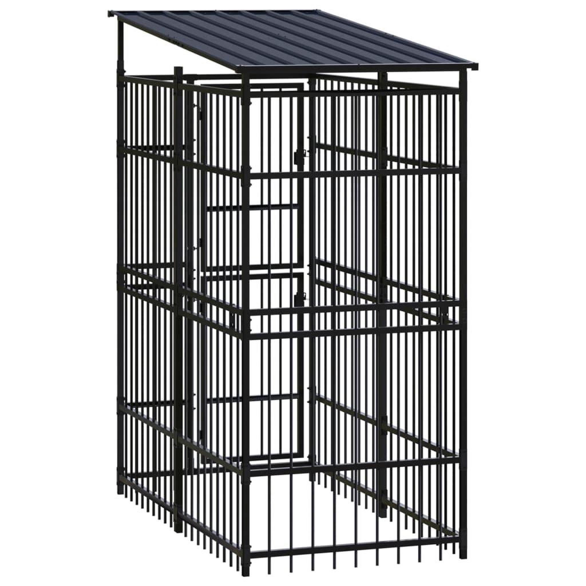 Voir la diapositive 4 : VIDAXL Chenil d'exterieur avec toit pour chiens Acier 1,84 m²