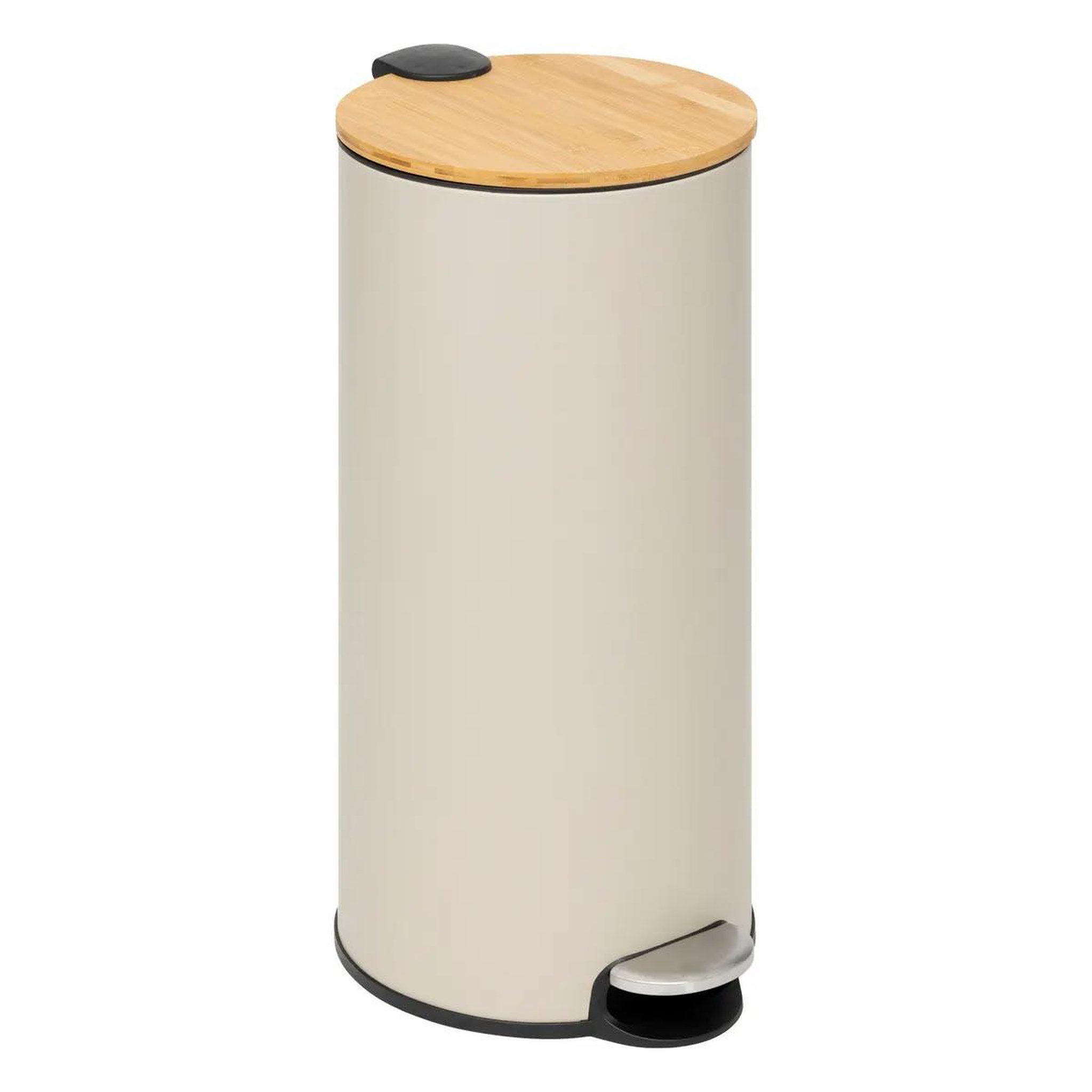 FIVE Poubelle en métal & bambou  natureo  30l beige lin