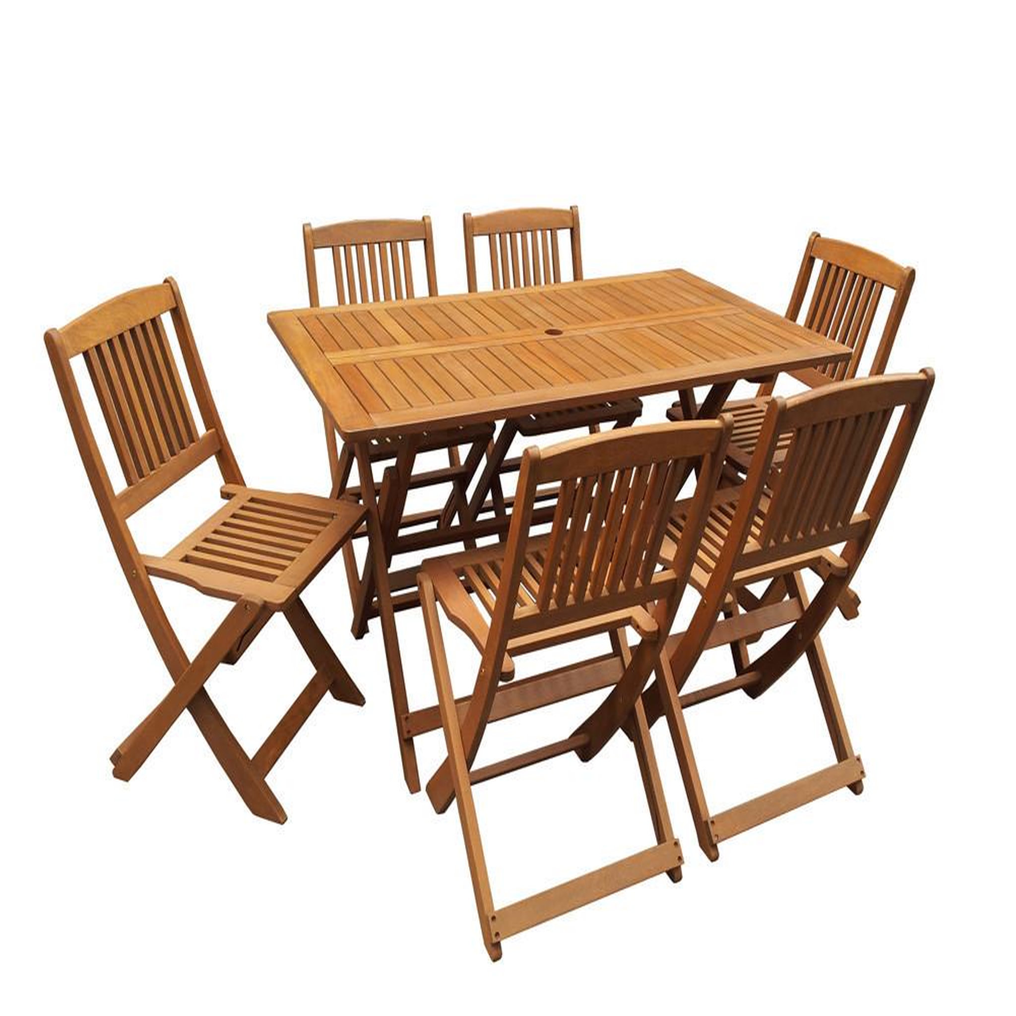 Habitat et Jardin Table et chaises de jardin en bois exotique  Hongkong  - Table pliante + 6 chaises pliantes