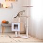 Voir la diapositive 2 : PAWHUT Arbre à chats design contemporain griffoirs grattoirs sisal naturel centre d'activités niche plate-formes jeu boules suspendues 71L x 49l x 120H cm MDF hêtre clair