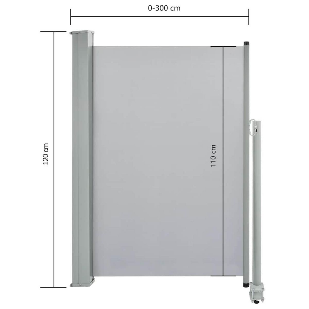 VIDAXL Auvent lateral retractable de patio 120 x 300 cm Gris