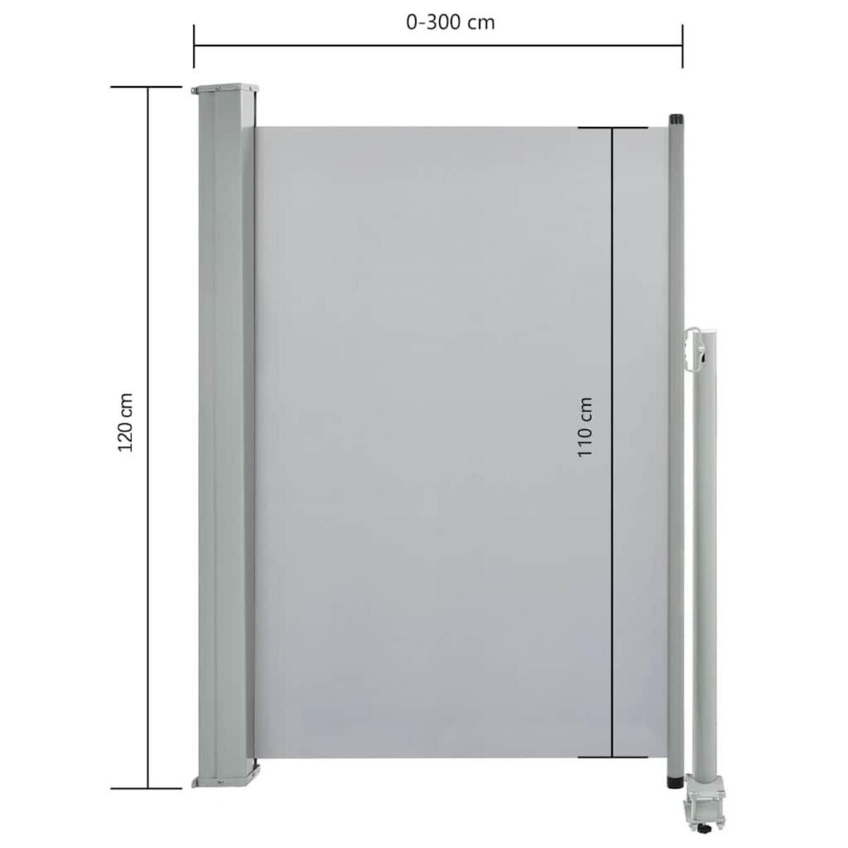 VIDAXL Auvent lateral retractable de patio 120 x 300 cm Gris