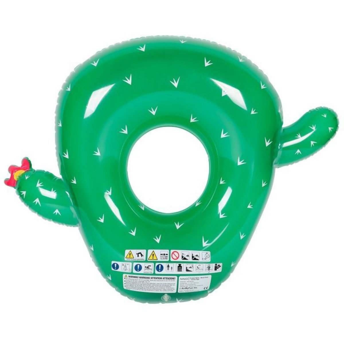 AIRMYFUN Bouée Gonflable Ronde XXL pour Piscine & Plage Ultra Confort, Flotteur Deluxe - Cactus ø130cm
