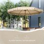 Voir la diapositive 6 : OUTSUNNY Parasol octogonal inclinable Ø 2,64 x 2,4H m mât acier aspect bois polyester haute densité 180 g/m² beige