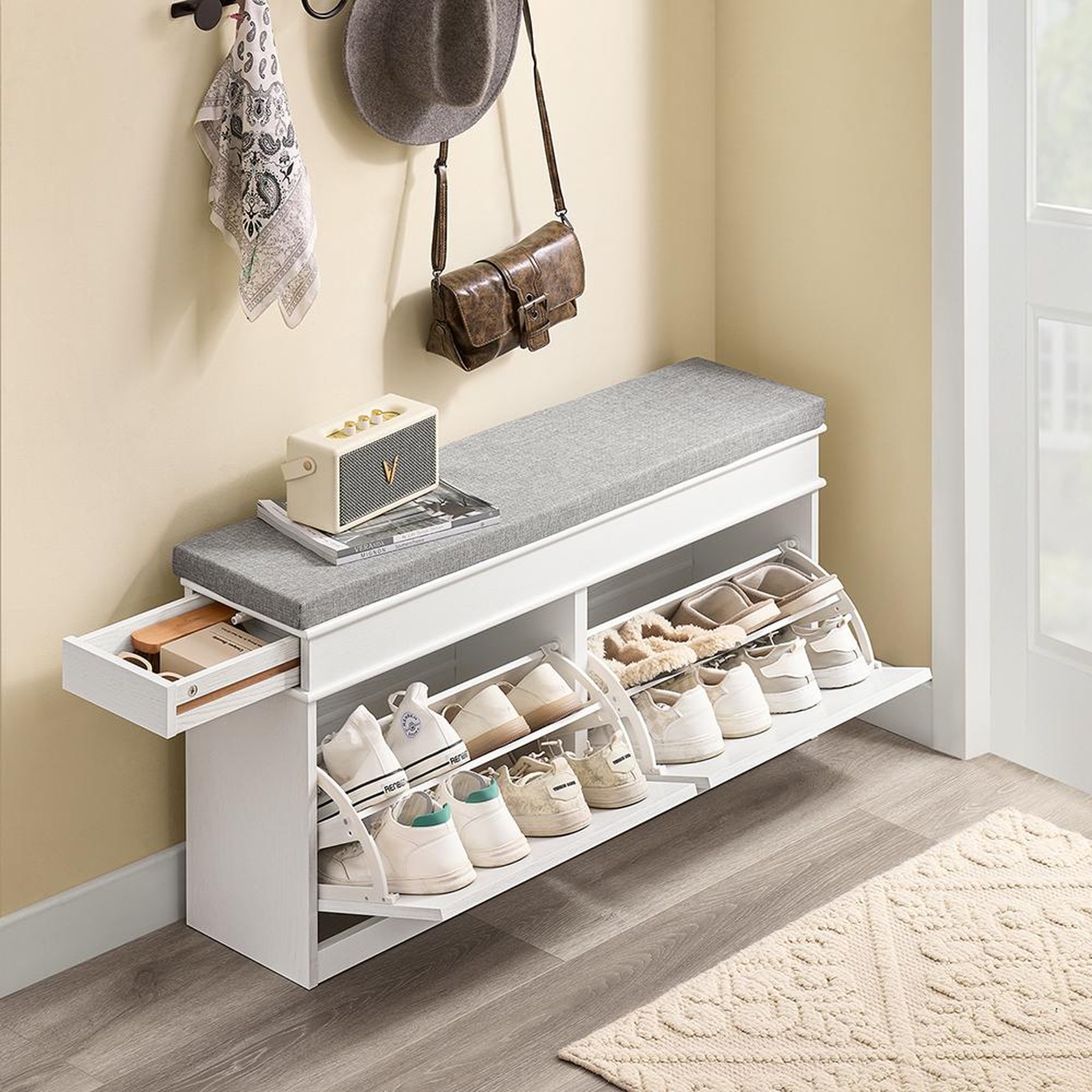 Voir la diapositive 5 : SOBUY SoBuy - Banc de rangement à chaussures avec 2 tiroirs - Classique - FSR64