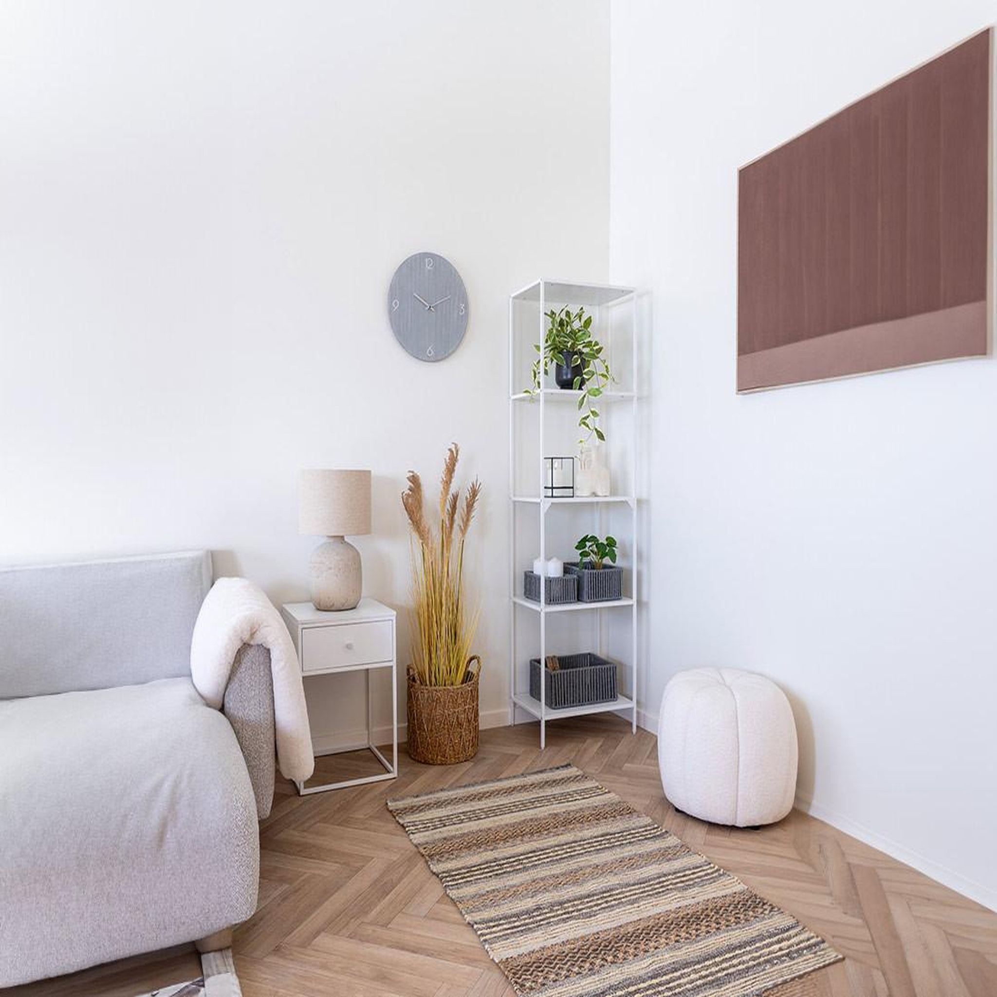 Voir la diapositive 5 : BEST MOBILIER Helda - pouf - en tissu bouclette