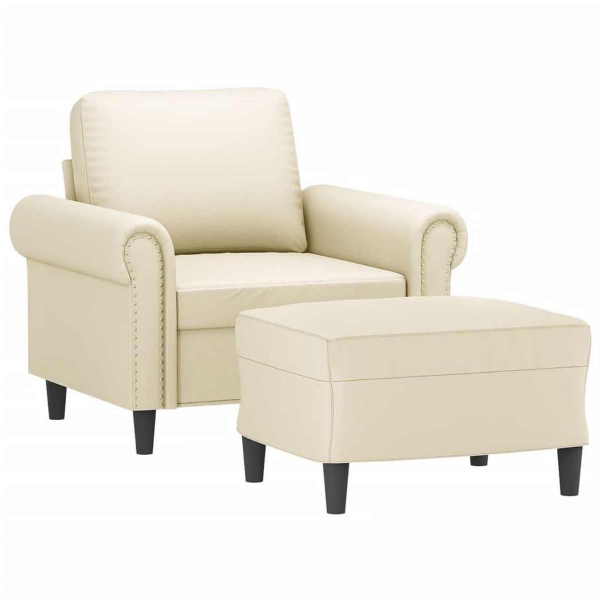 VIDAXL Fauteuil avec repose-pied Creme 60 cm Similicuir