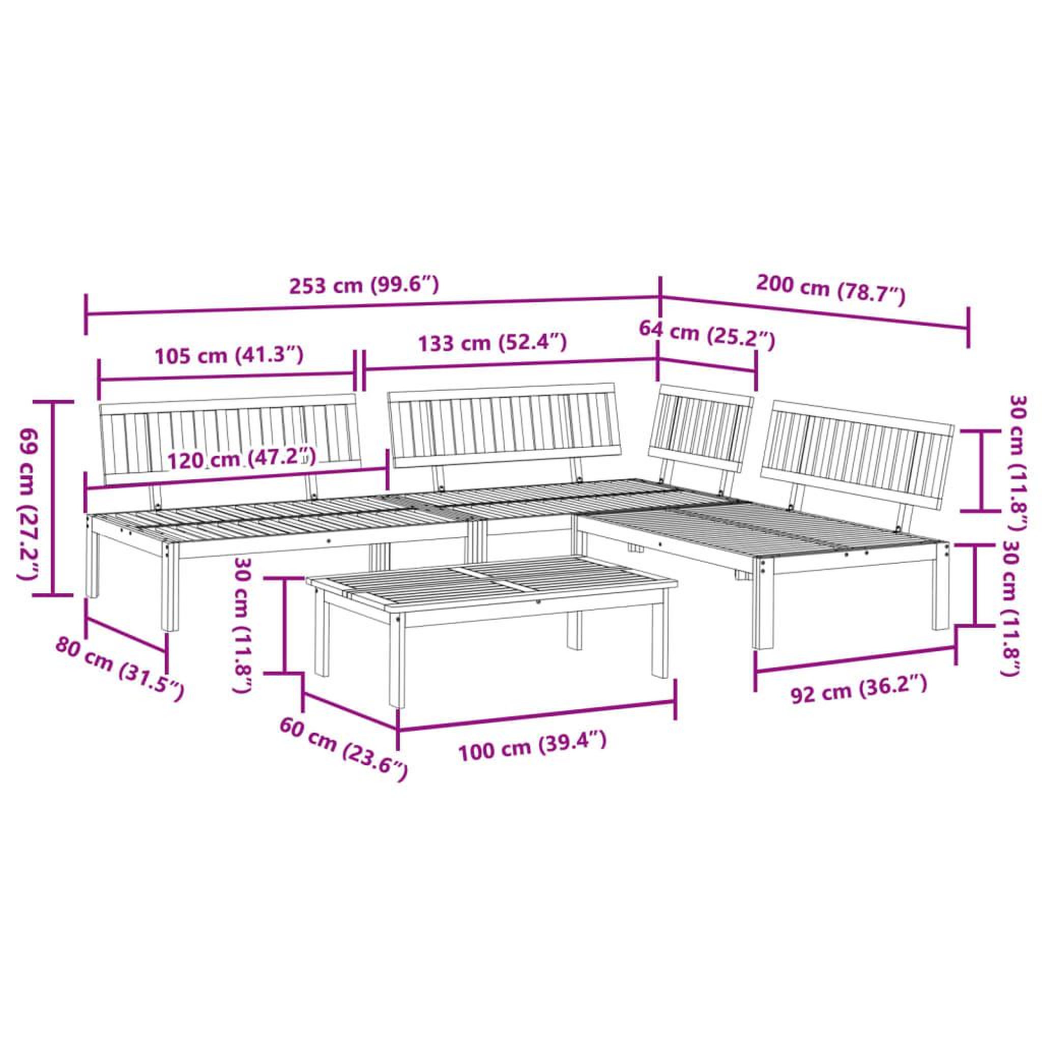 Voir la diapositive 6 : VIDAXL Salon palette de jardin 4 pcs bois d'acacia massif