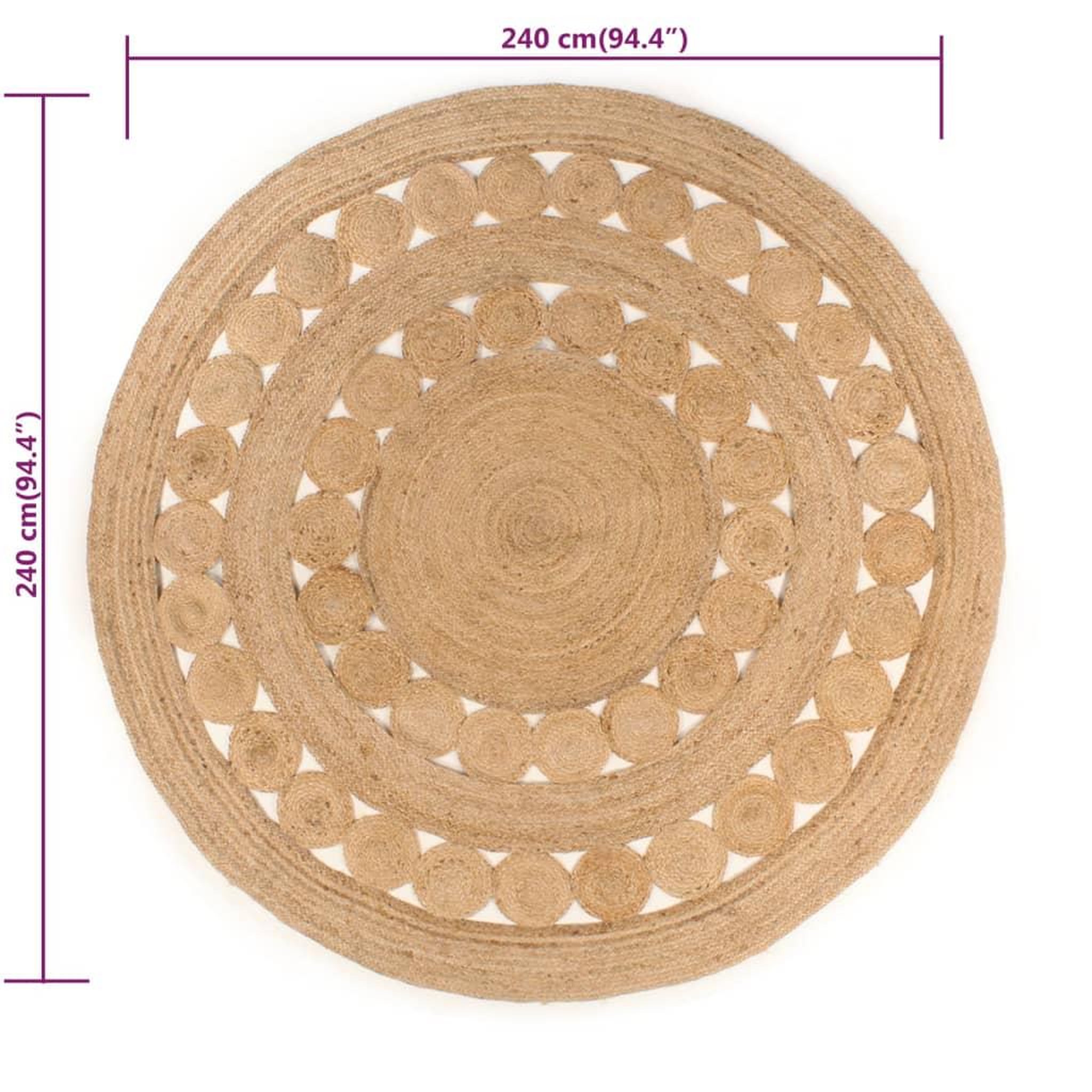 Voir la diapositive 6 : VIDAXL Tapis Design tresse Jute 240 cm Rond