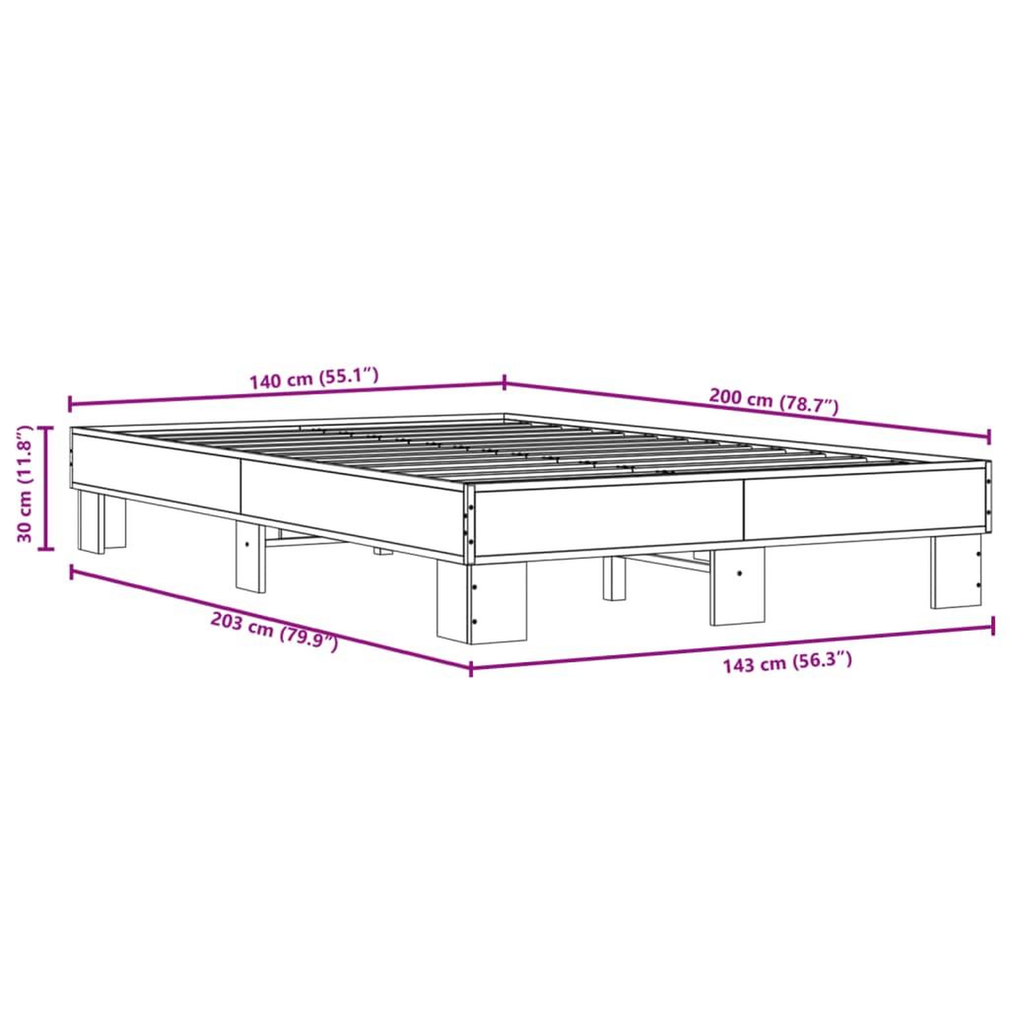 Voir la diapositive 6 : VIDAXL Cadre de lit sans matelas noir 140x200 cm