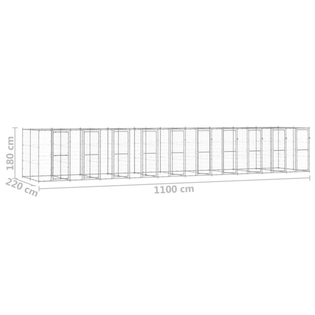 VIDAXL Chenil exterieur Acier galvanise 24,2 m²