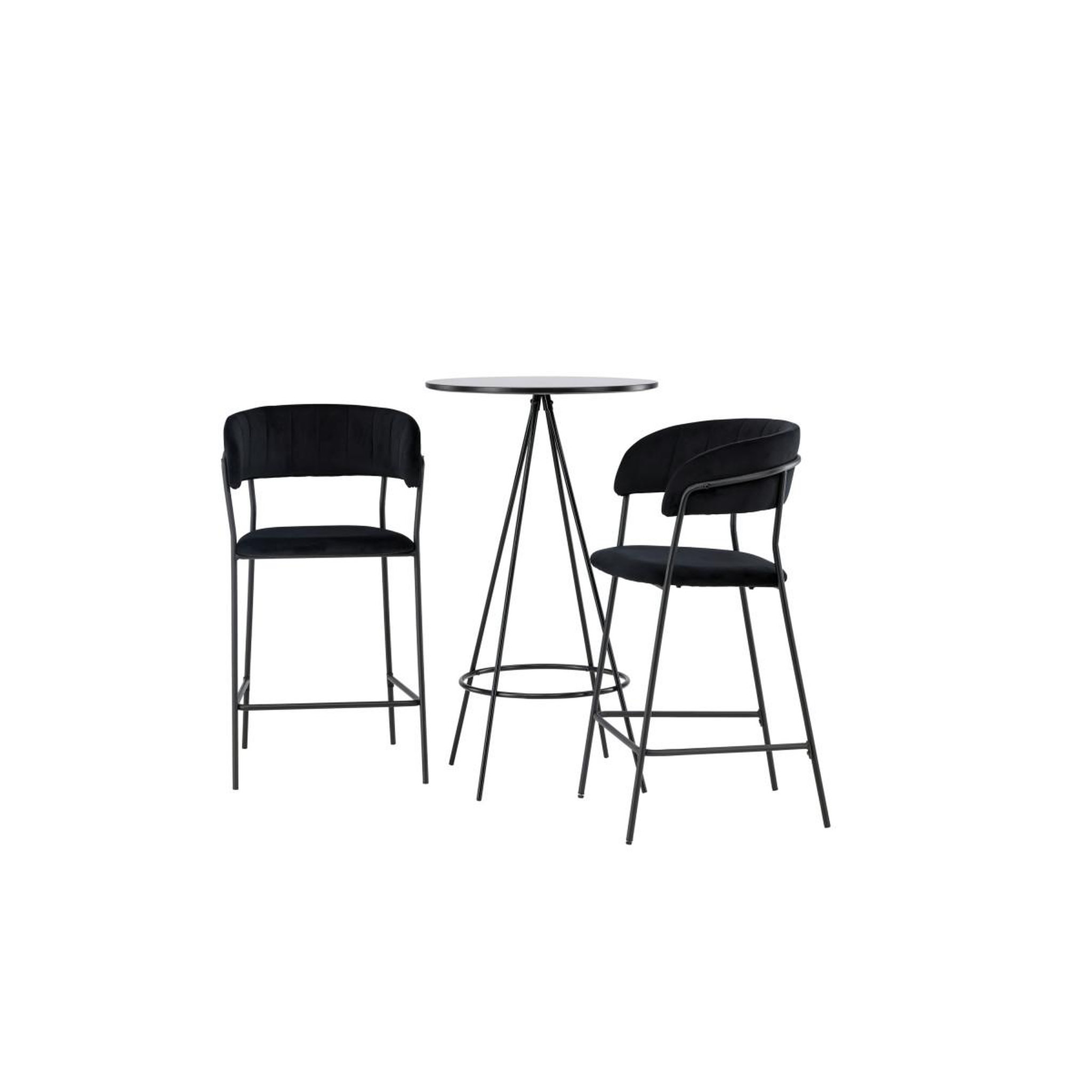 Voir la diapositive 2 : Paris Prix Ensemble Table de Bar & 2 Chaises  Bistro & Lui  105cm Noir