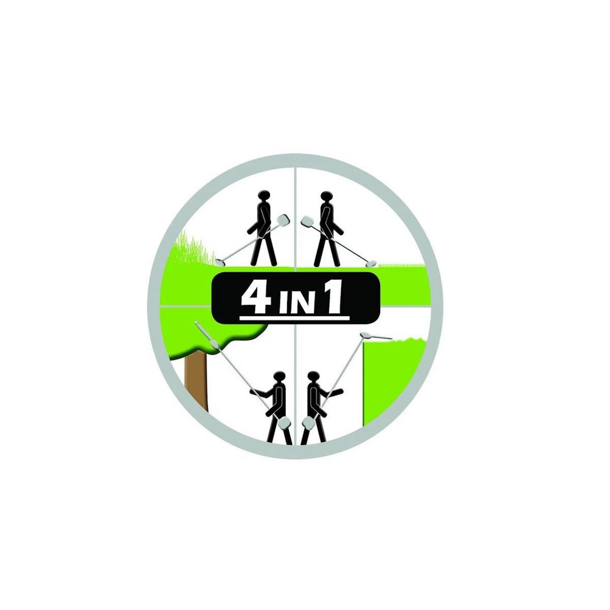 Ikra Outils de Jardin Multifonction Thermique 4 en 1 Taille haie + Élagueuse + Débroussailleuse (lame et bobine) IKRA