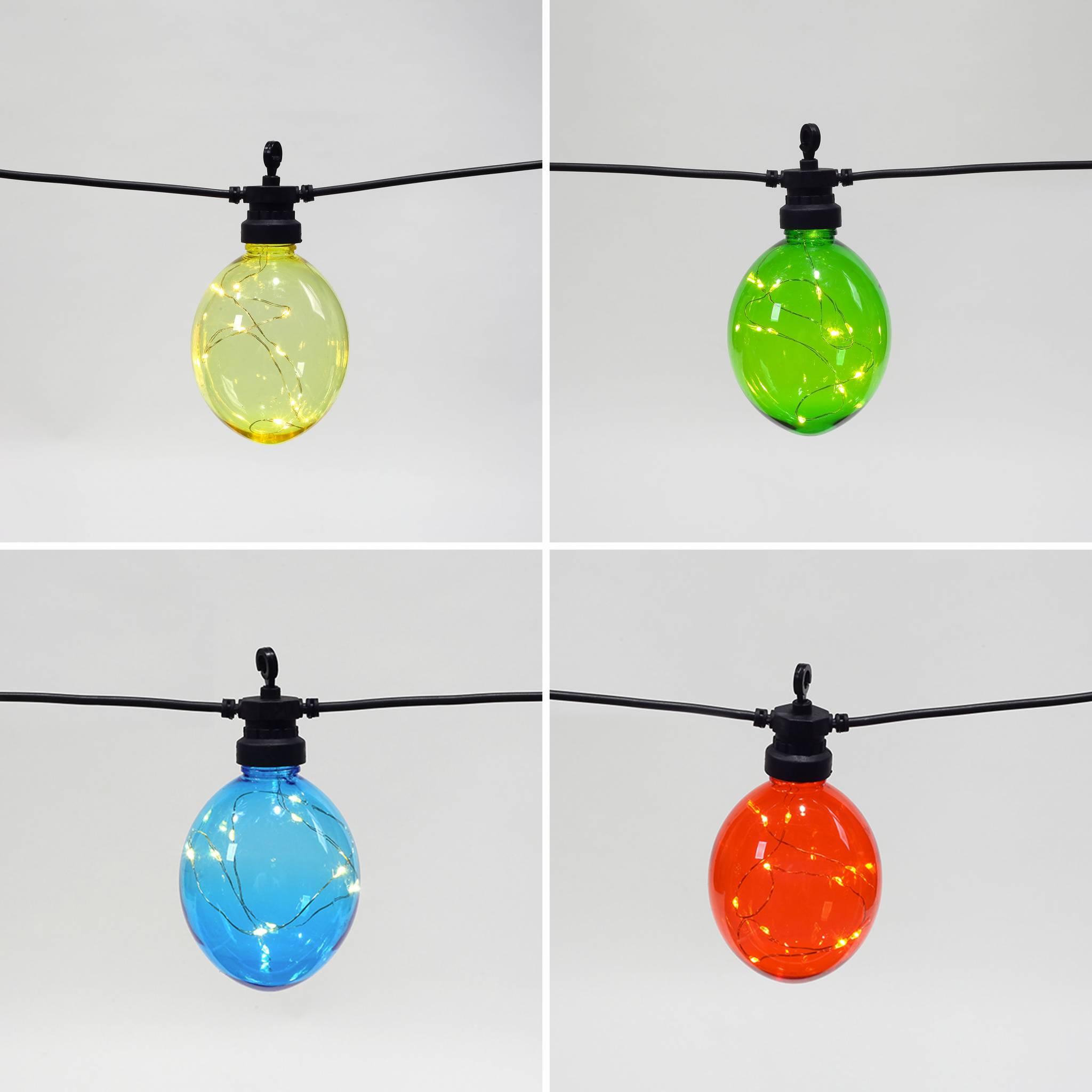 Voir la diapositive 4 : SWEEEK Morphée - Guirlande lumineuse guinguette extérieure avec 10 boules lumineuses. 100 LED. à piles (non fournies). fonction timer. 8 modes.  4.5 m de long