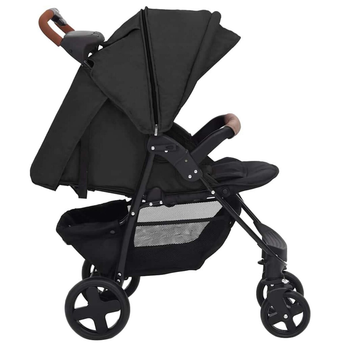 VIDAXL Poussette pour bebe 2-en-1 Anthracite Acier