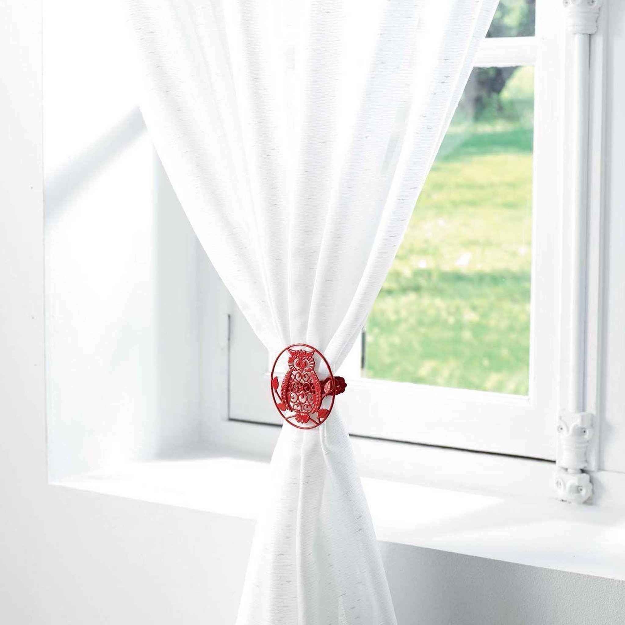 Voir la diapositive 3 : Douceur d'Intérieur Lot de 2 embrasses de rideau  gufo  8cm rouge
