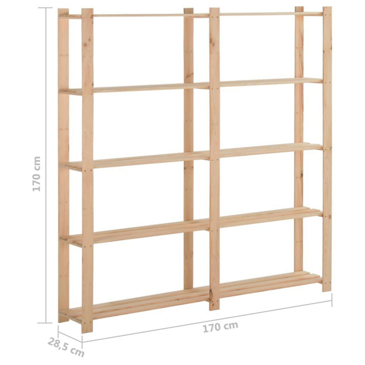VIDAXL Etagere de stockage 5 niveaux 170x28,5x170cm Bois de pin massif