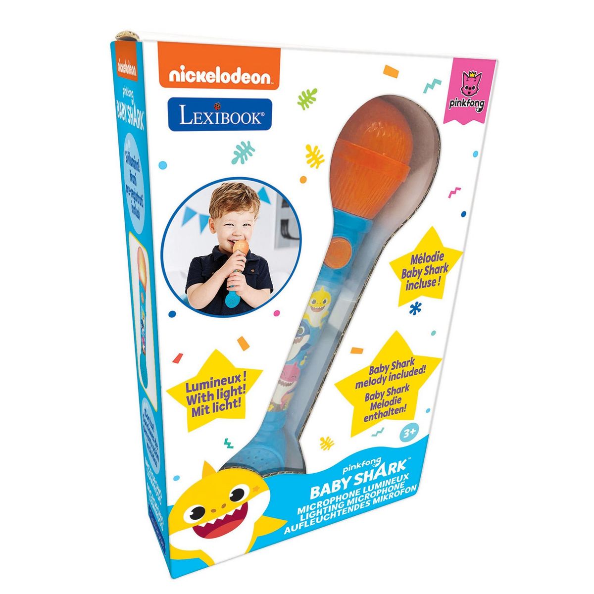 Lexibook Microphone Lumineux avec Mélodies et Effets Sonores Baby Shark