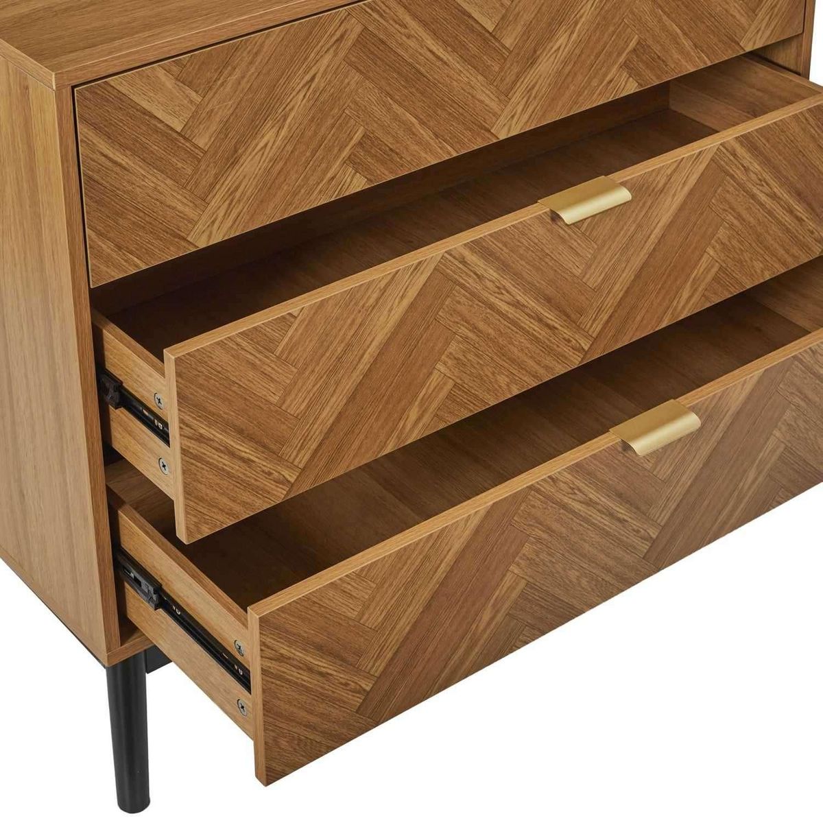 The Home Deco Factory Commode 3 tiroirs en bois FELIX - Marron et noir