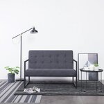 VIDAXL Sofa a 2 places avec accoudoirs Gris fonce Acier et tissu