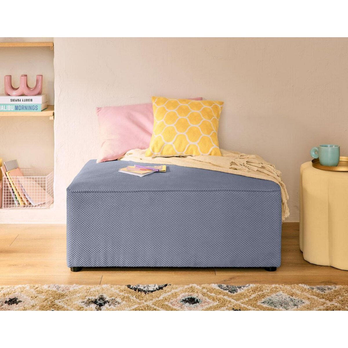 BEST MOBILIER Topaze - pouf - en velours texturé