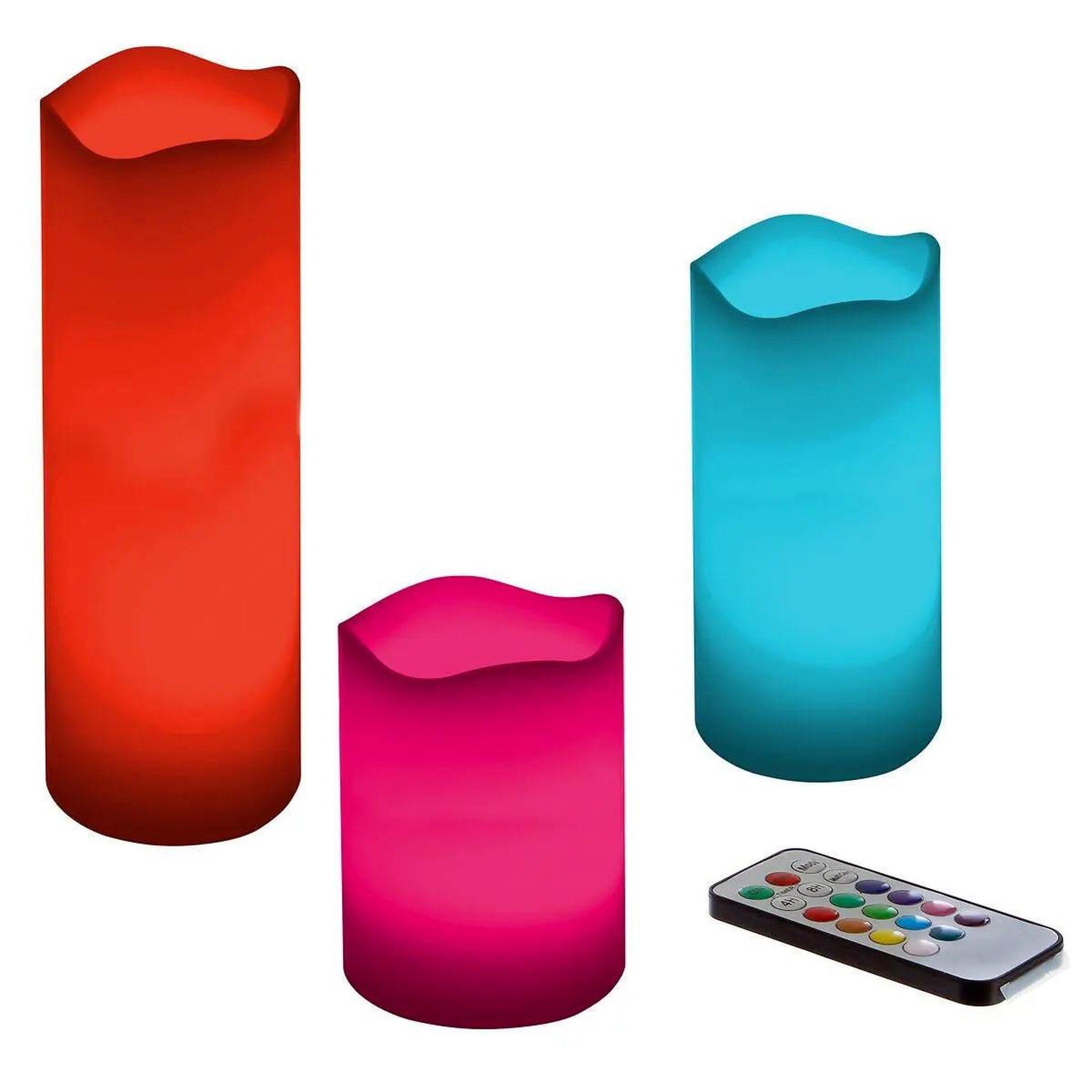 Voir la diapositive 2 : ATMOSPHERA Lot de 3 Bougies LED  12 Couleurs  20cm Multicolore