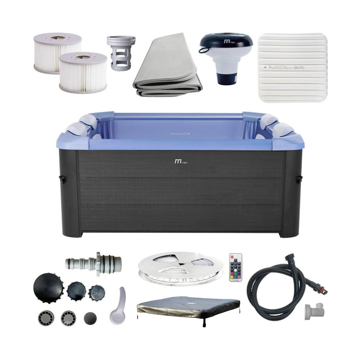 MSpa SPA rigide OSLO SAPPHIRE MSPA 6 personnes gris. 4 coussins. bâche incluse + housse thermique. hydromassages système