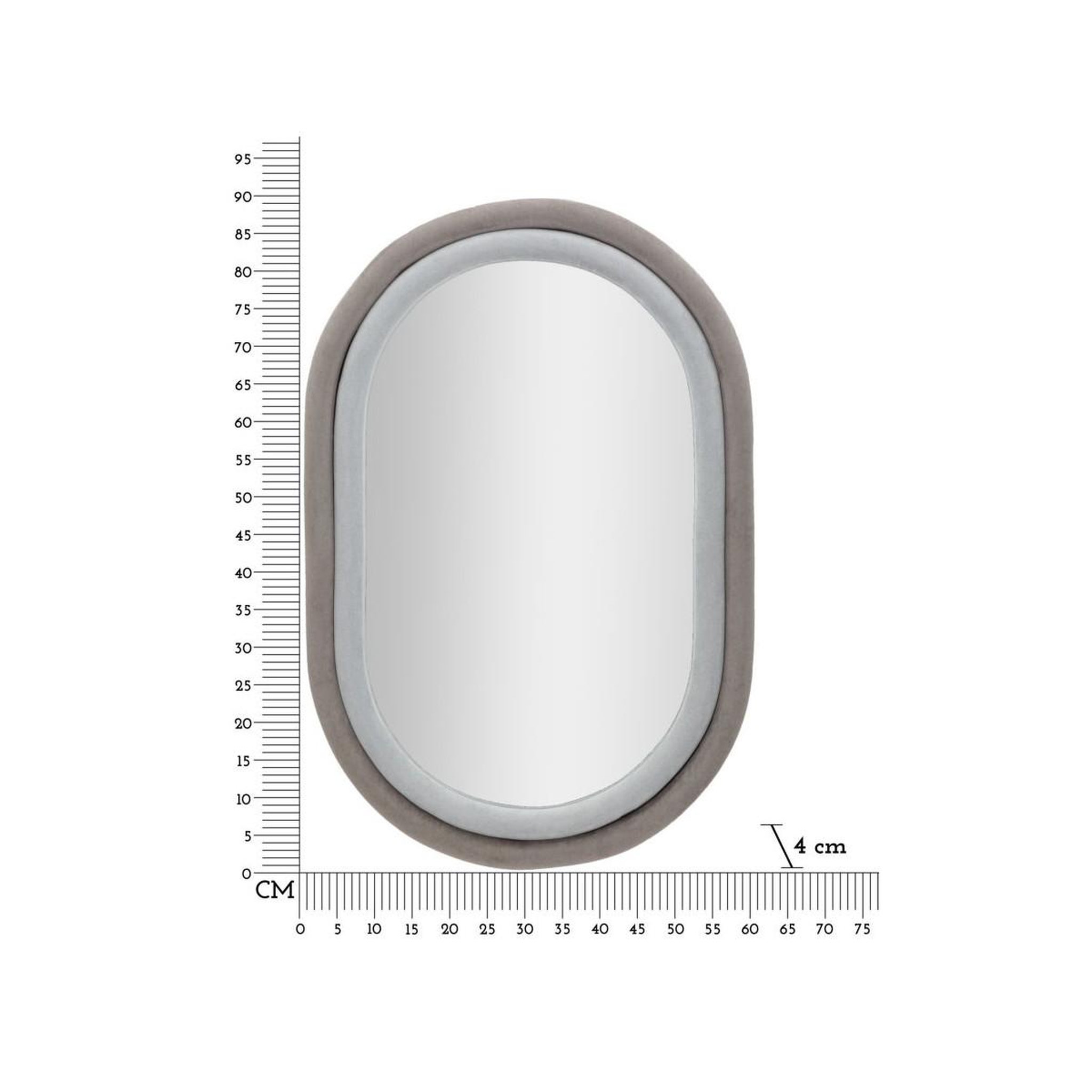 Voir la diapositive 6 : Paris Prix Miroir mural en velours  anthony  90cm gris & taupe