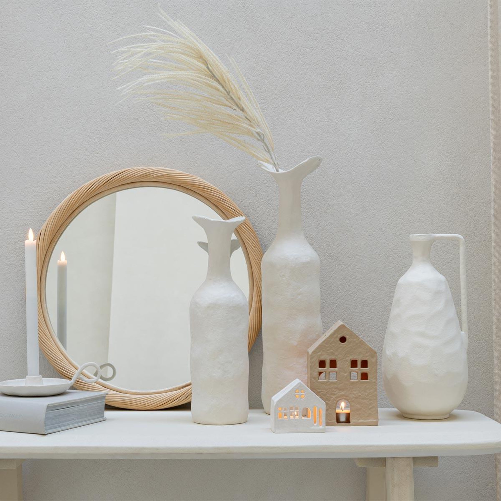 Voir la diapositive 3 : J-LINE Vase déco en métal  agra  50cm blanc