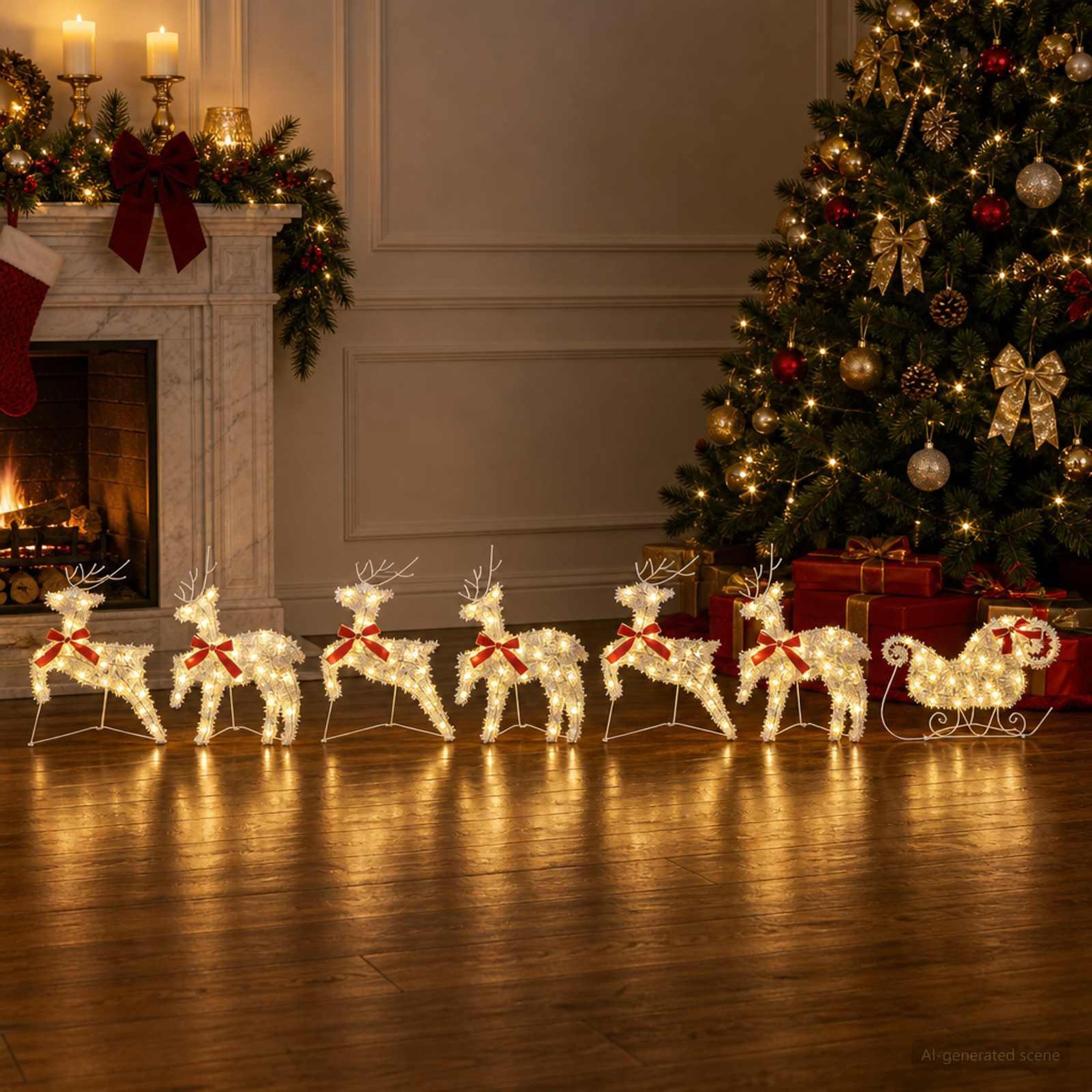 Voir la diapositive 4 : VIDAXL Renne de Noël avec traîneau 7 pc 140 LED Blanc chaud