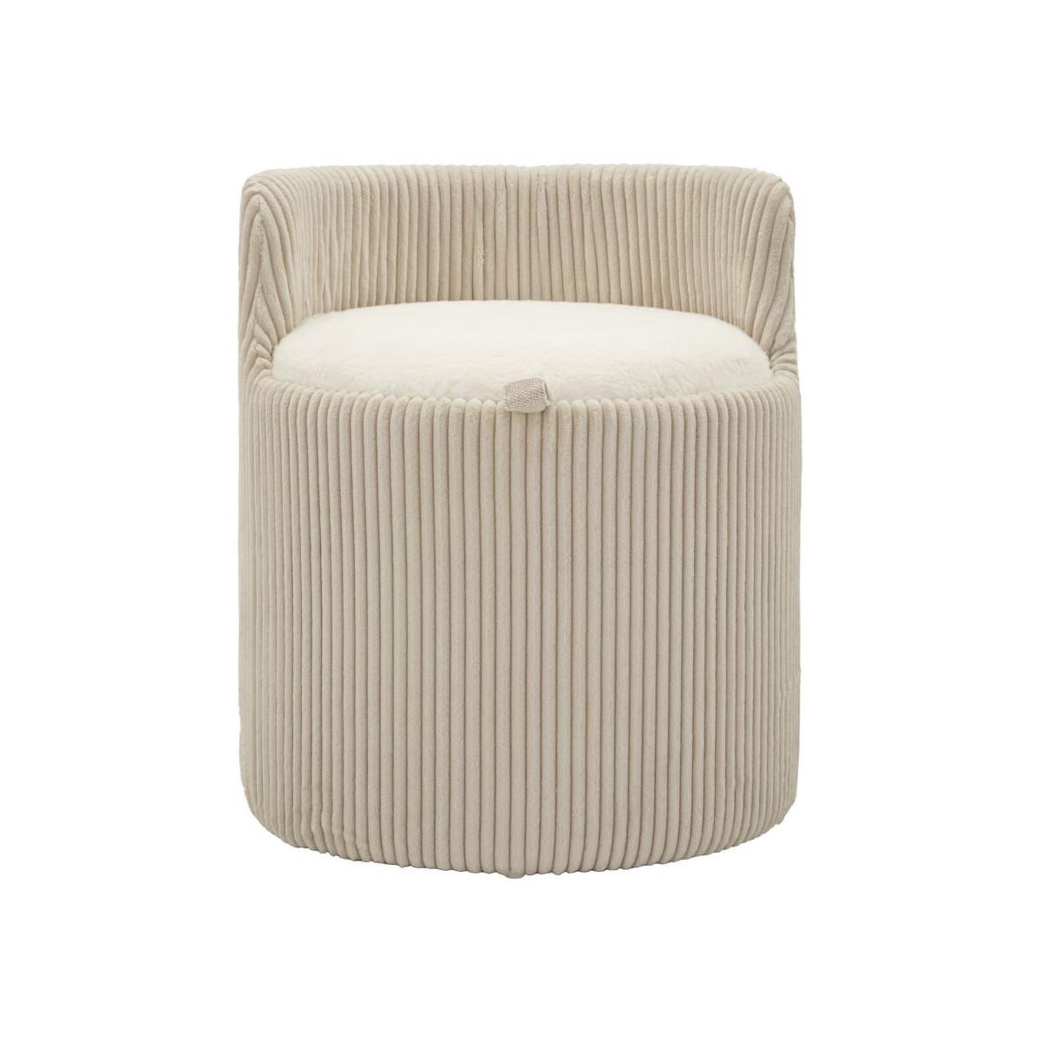 Voir la diapositive 2 : Paris Prix Pouf coffre en tissu côtelé  dublino  53cm blanc