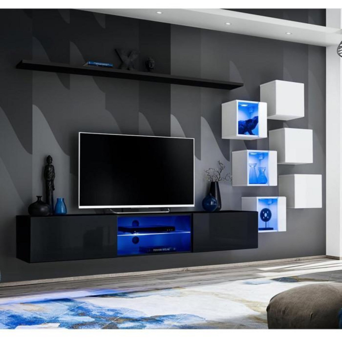 Paris Prix Ensemble Meuble TV  Switch XXI  260cm Noir & Blanc