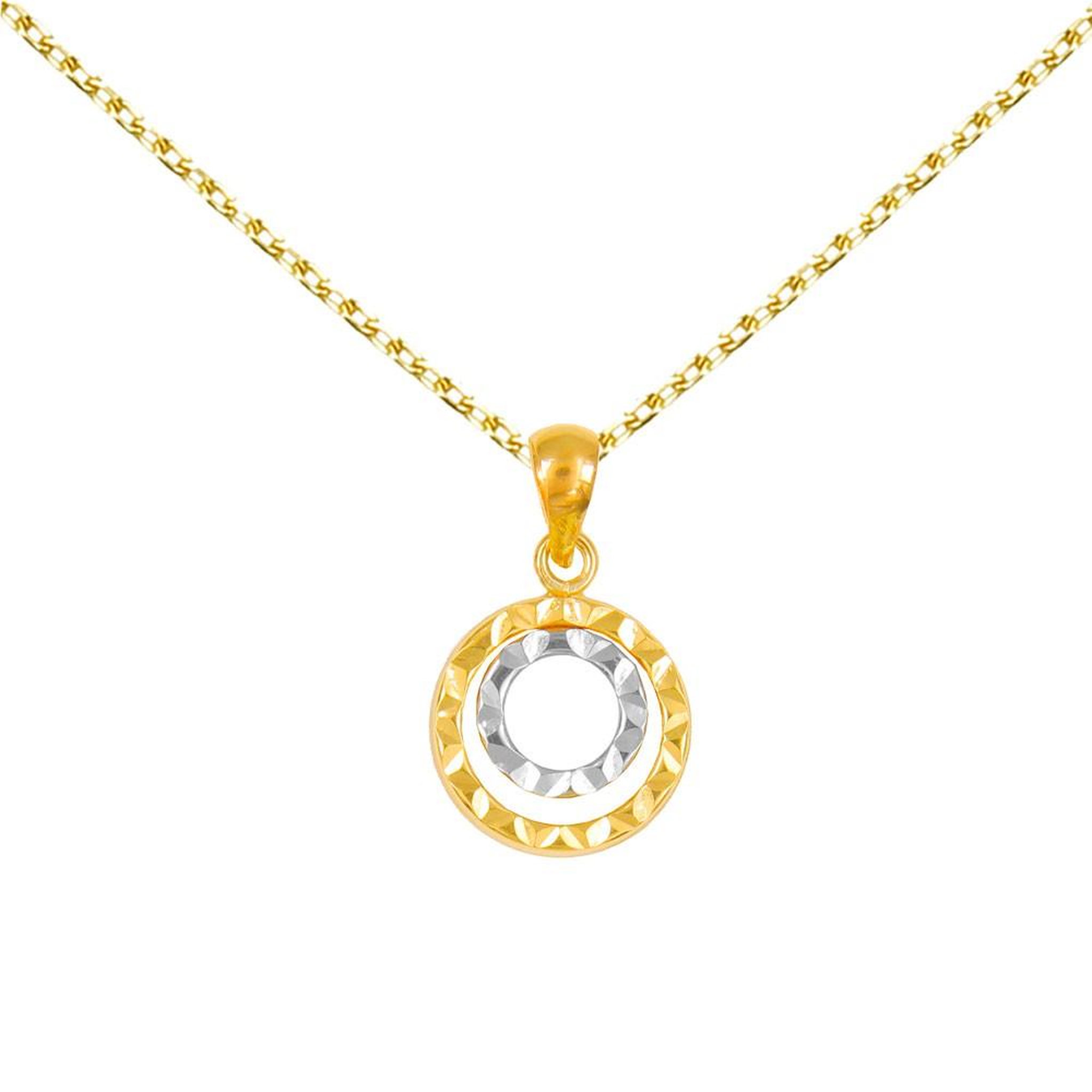 L'ATELIER D'AZUR Collier Or Jaune et Blanc - Motif Cercles