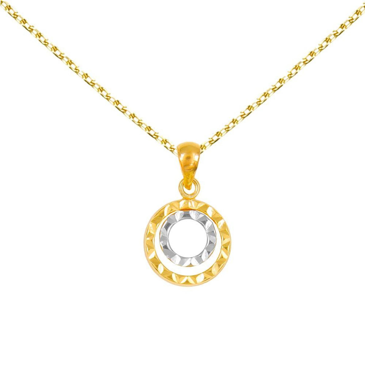 L'ATELIER D'AZUR Collier Or Jaune et Blanc - Motif Cercles