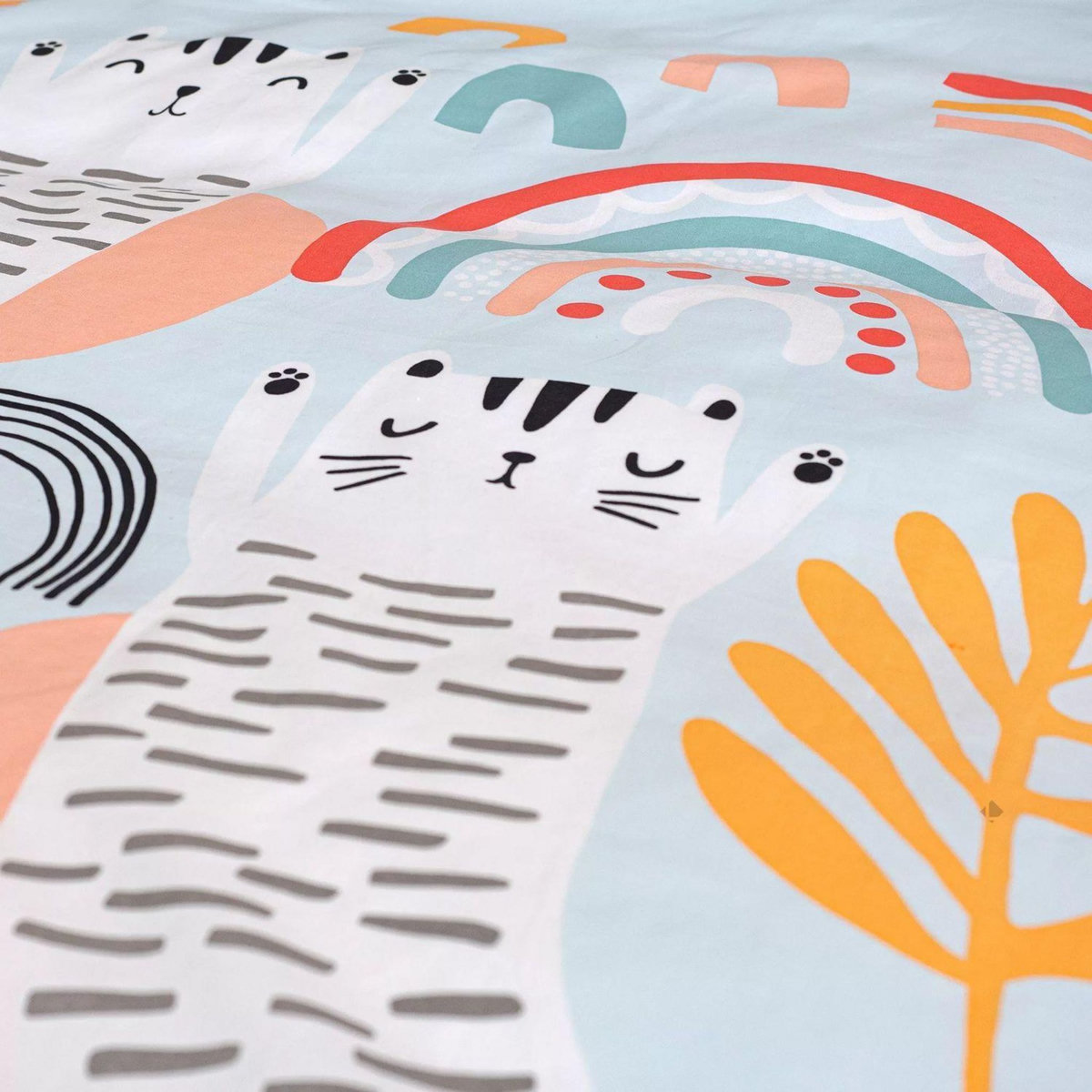 COTE DECO Parure de lit enfant Chat - Coton 57 fils/cm² - 140 x 200 cm